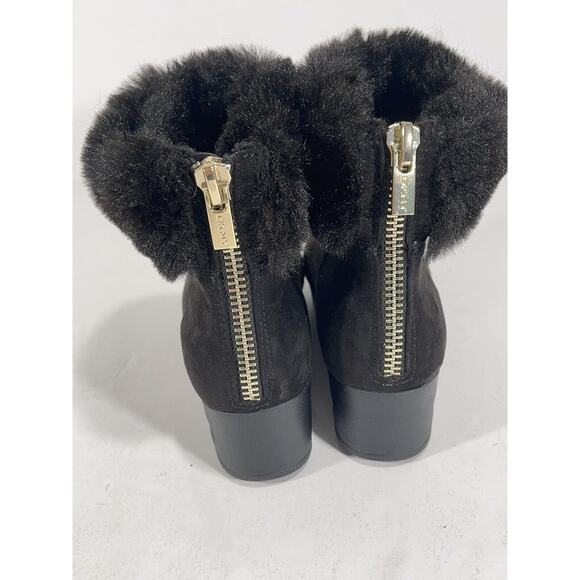 DKNY New Aron Wedge Bootie Black Womens Shoes Faux Fur 7 M Boots Used Once $150 - Picture 4 of 10
